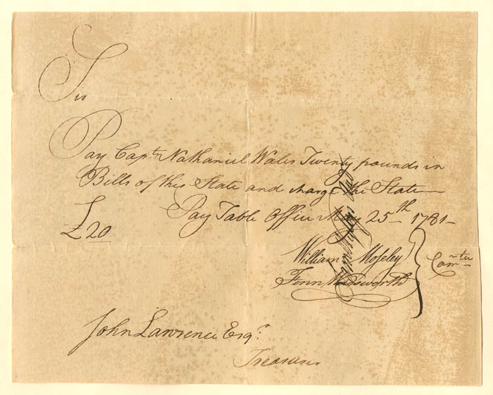Connecticut Pay Order - 1781 dated Connecticut Revolutionary War Document